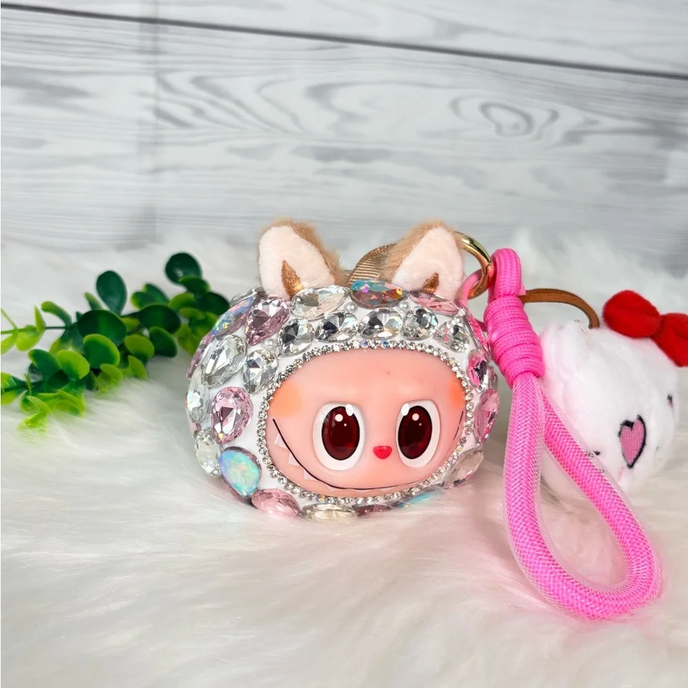 Sparkling Crystal Plush Monster Character Keychain/Bag Charm‎